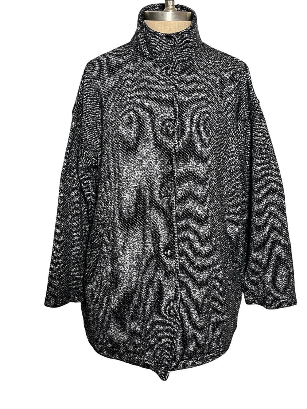 Eileen Fisher Organic Cotton Terry Stand Collar Jacket Minimalist Comfort XS - Picture 5 of 14